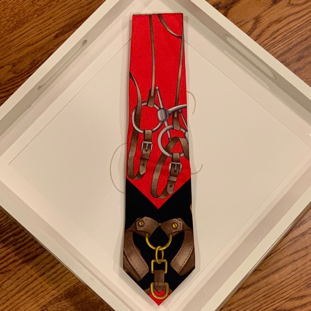 Vintage Gucci Tie - Black & Red Bridle Bit Silk